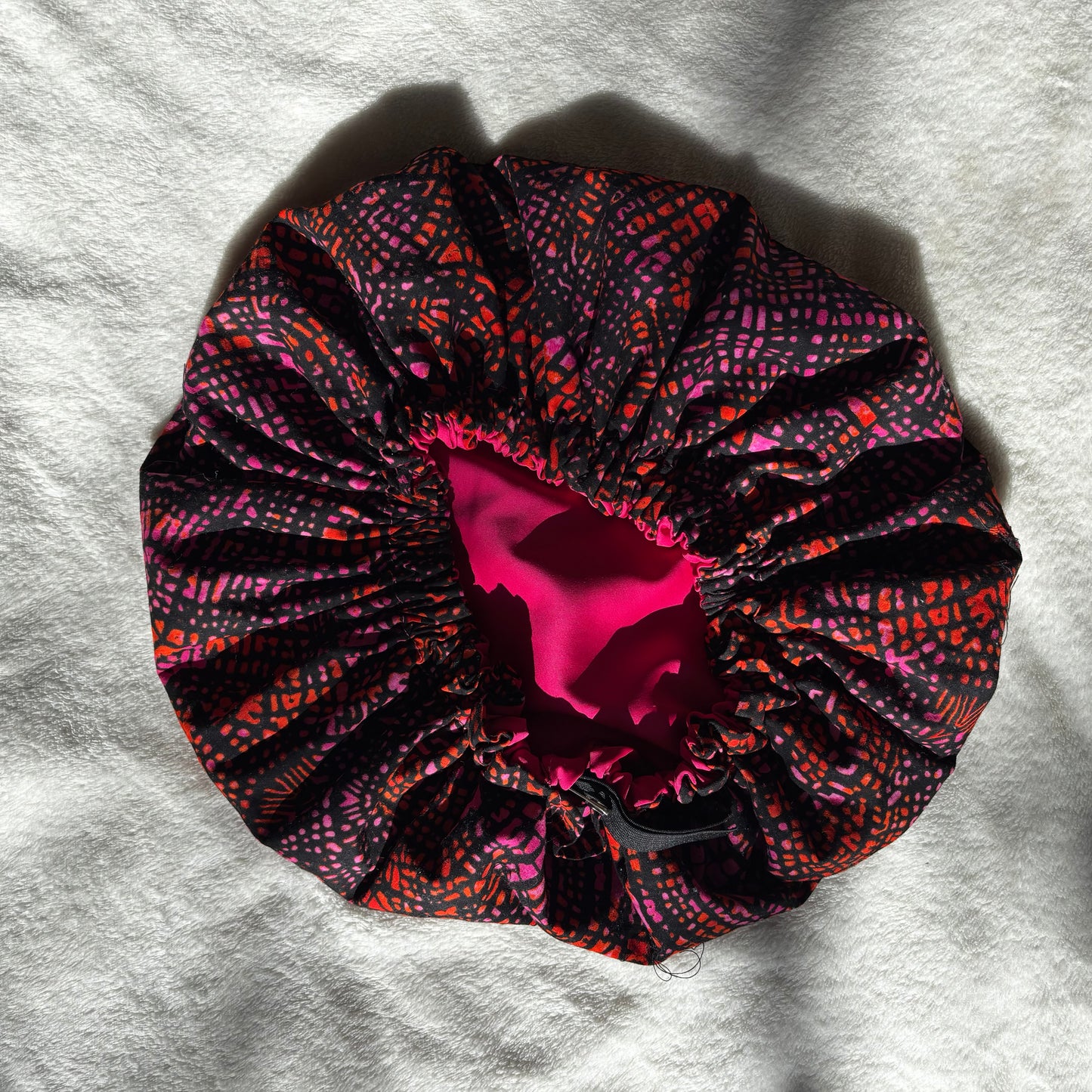 SimbaHair Nightcare Satinhaube Africanprint Pink