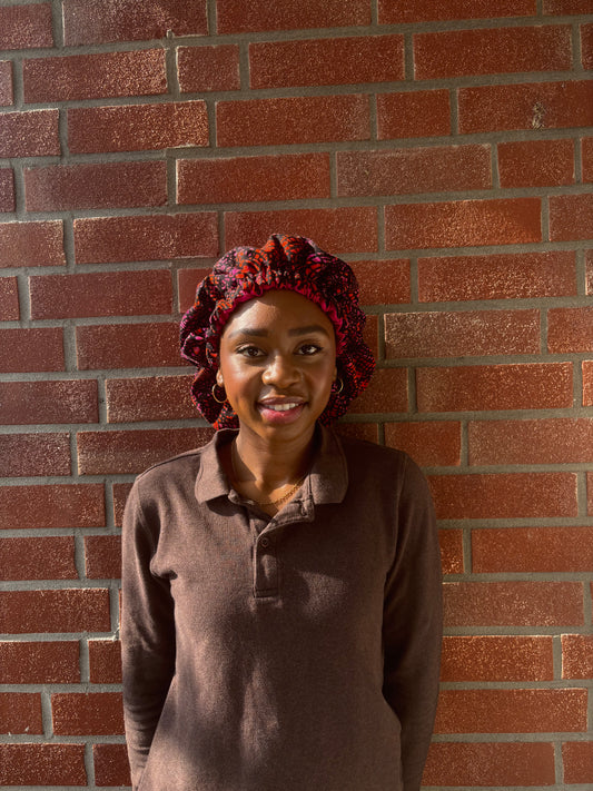 SimbaHair Nightcare Satinhaube Africanprint Pink