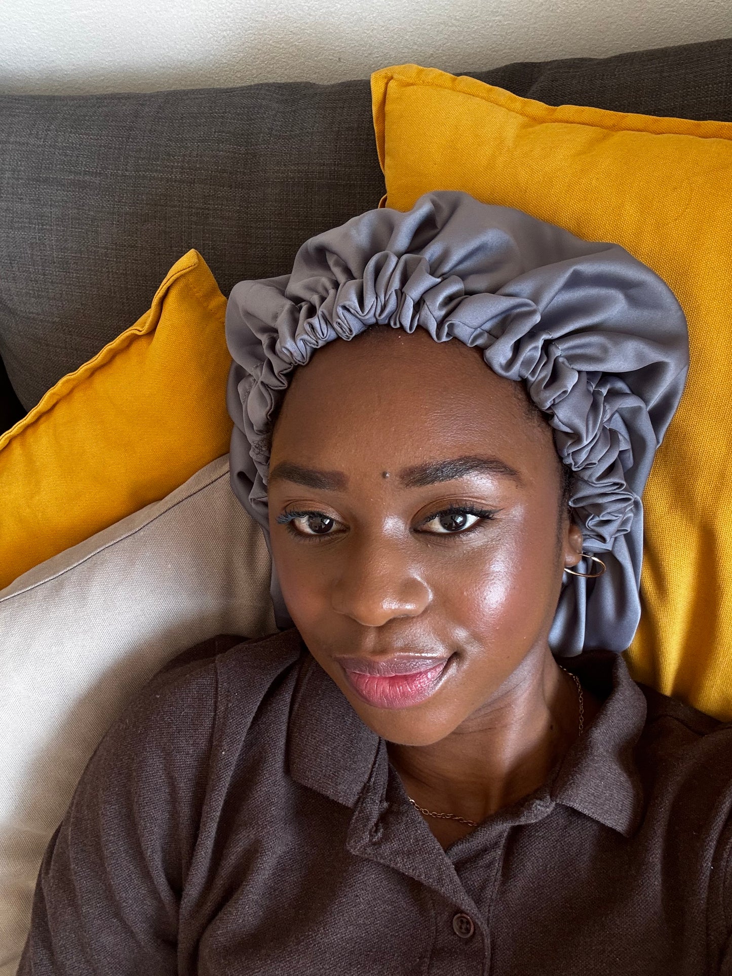 SimbaHair Nightcare Satinhaube Grau