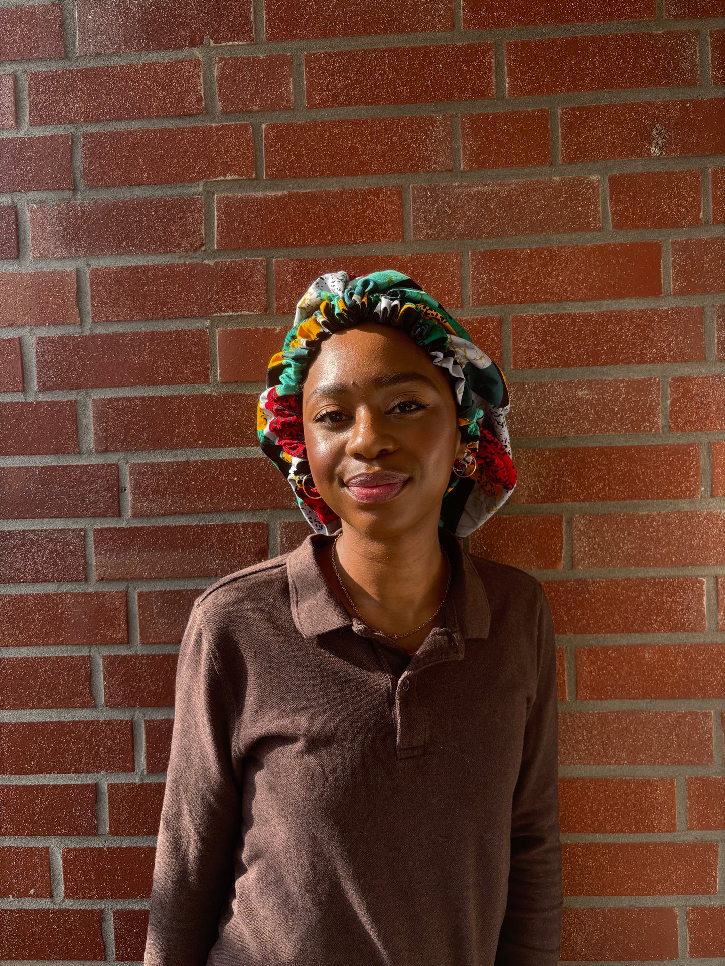 SimbaHair Nightcare Satinhaube Africanprint Grün