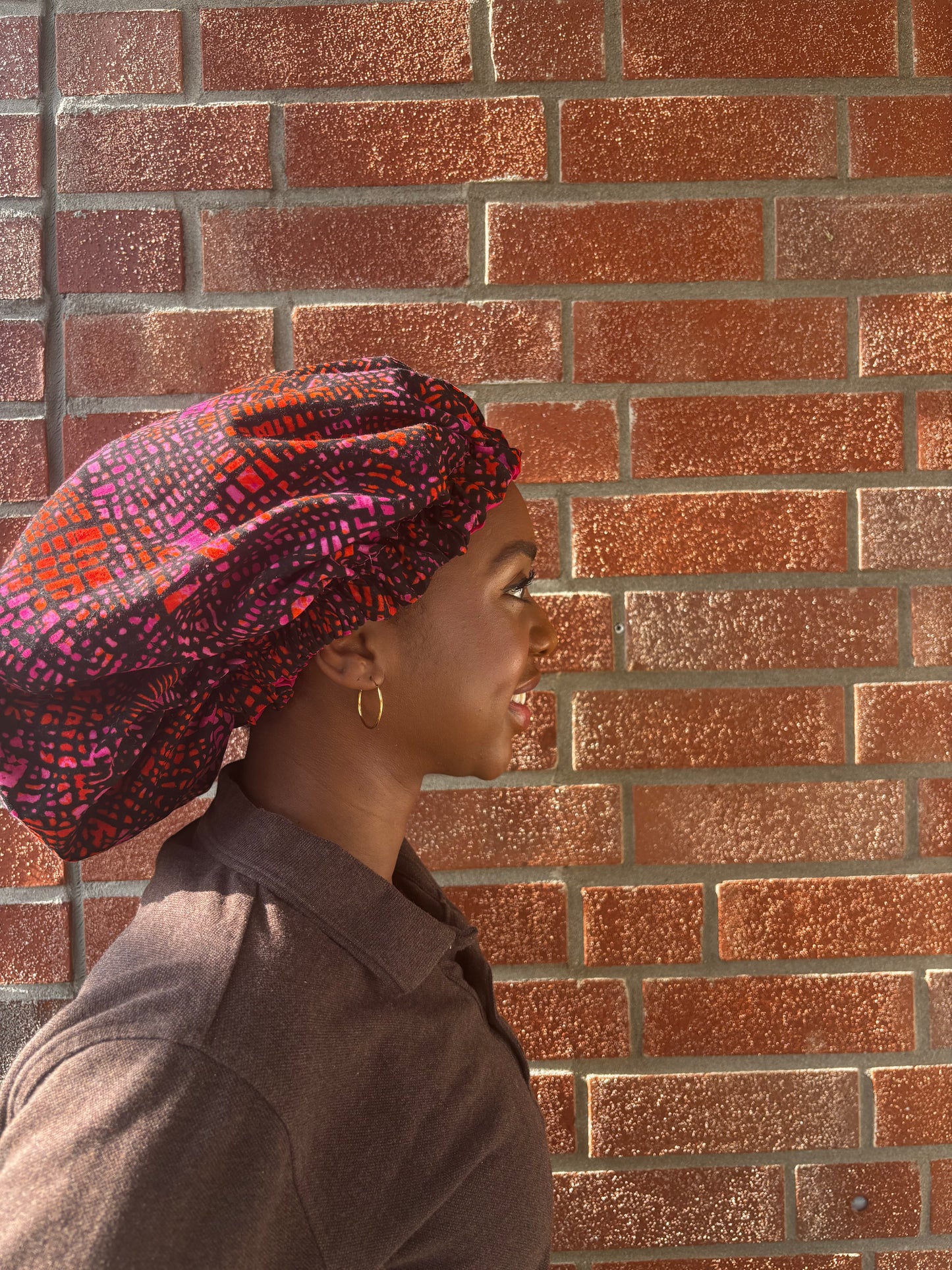 SimbaHair Nightcare Satinhaube Africanprint Pink